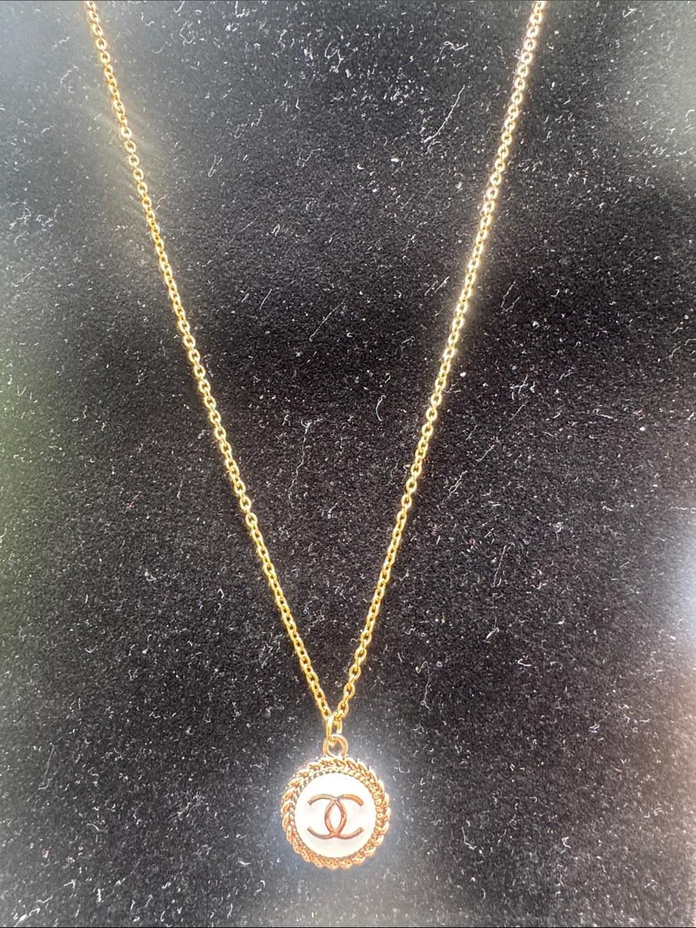 Pendant  Gold-Tone Pendant Necklace with White Enamel